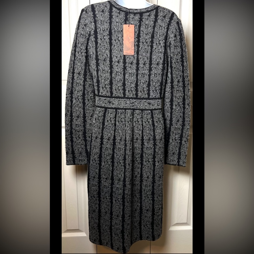 PERUVIAN CONNECTION Bodleian Dress Sweater Alpaca Wool Gray Black Midi - Picture 4 of 12